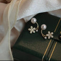 Flower Design Gold Plated Artificial Stones Earrings