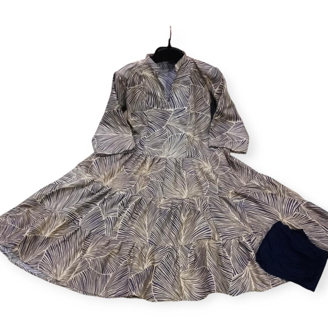 2 Pcs Women's Stitched Cambric Printed Frock And Trouser