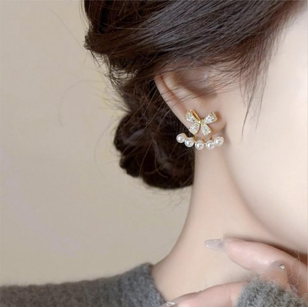 Butterfly Design Silver Plated Zircon Earrings