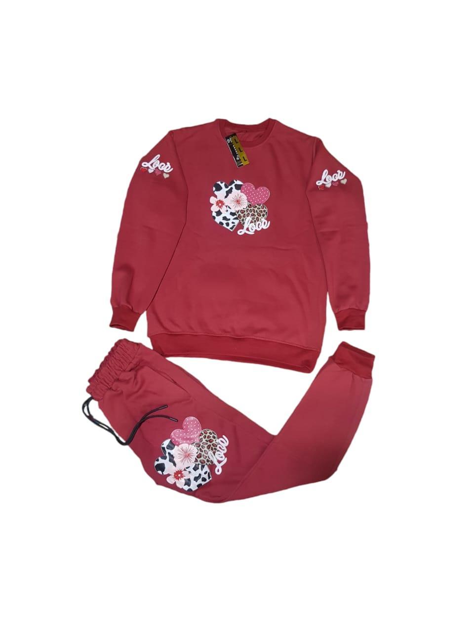 Stylish Girl's Printed Cotton Fleece Tracksuit - 2 Pcs