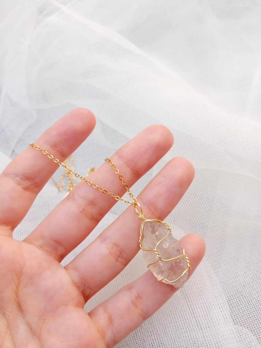 Funky Gold Plated Gemstone Pendant Necklace - Adjustable Unisex Design