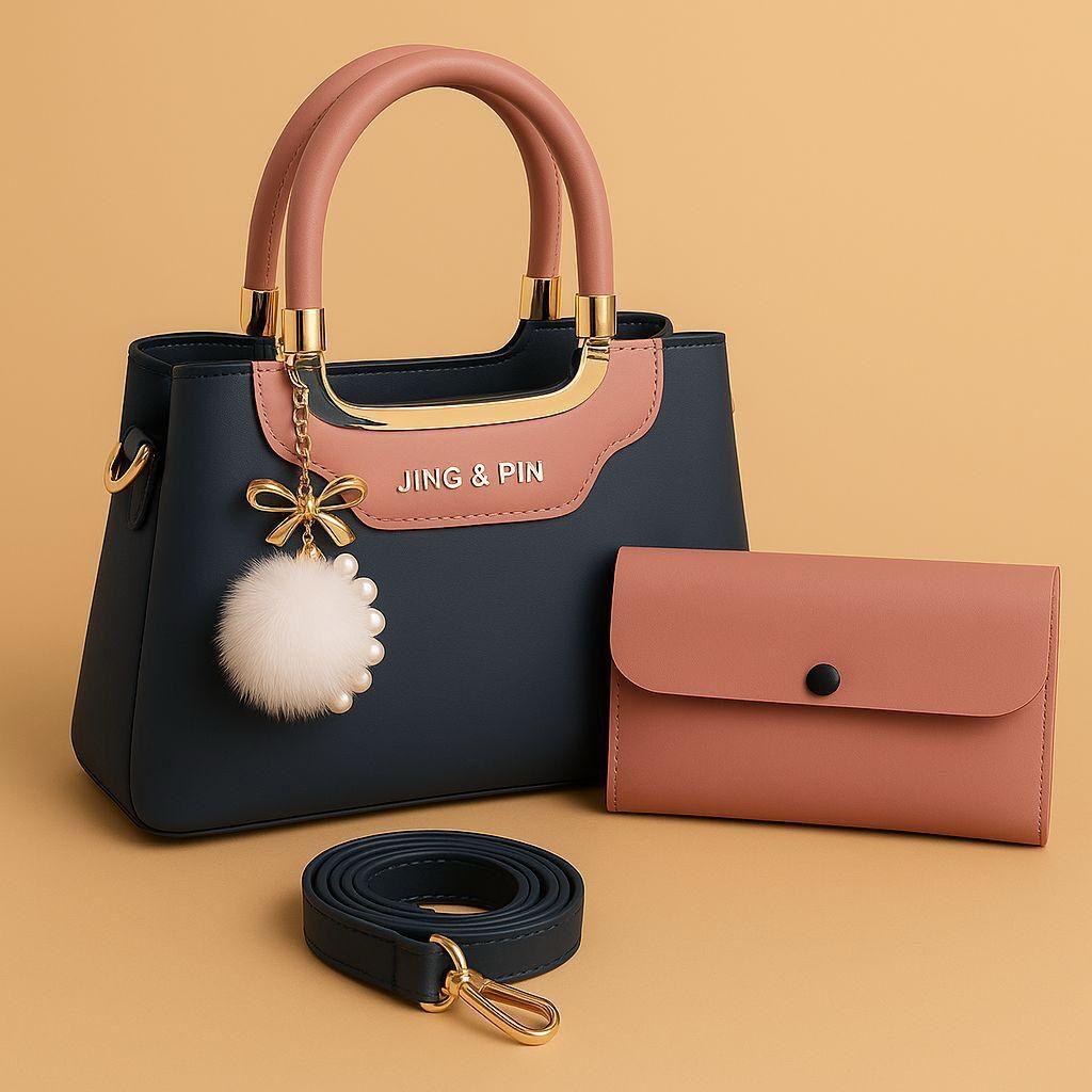 Women's PU Leather Plain Hand Bag Set