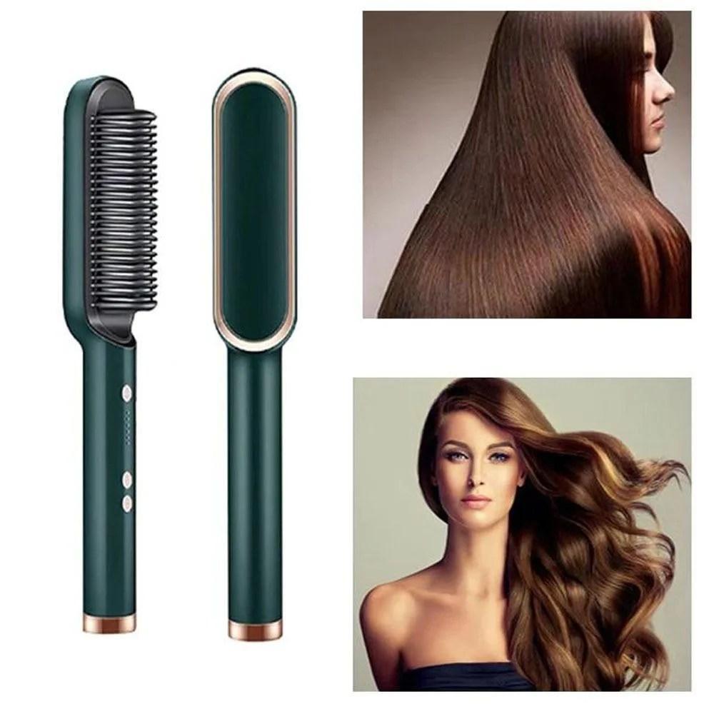 Electric Hair Straightener Brush with 5-Stage Heat Control