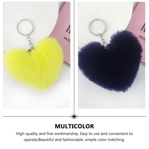 01 Pcs Heart Fluffy Fur Ball Pom Pom Keychain – Keychains For Girls – Key-chain For Bags – Keychain For Pouch – Heart Keychain | Random Color