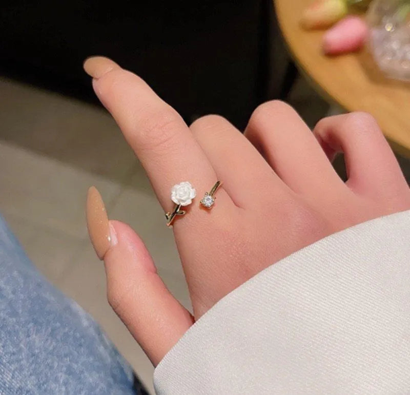 Flower Design Gold Plated Adjustable Ring