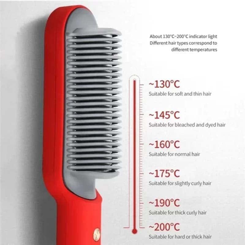Electric Hair Straightener Brush with 5-Stage Heat Control